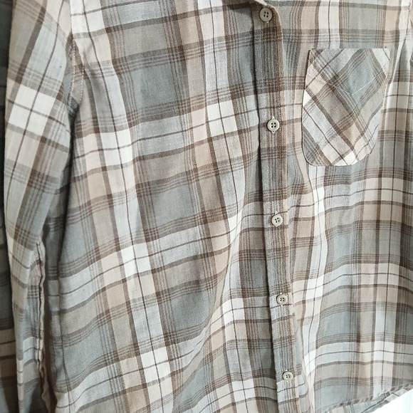 Current/Elliott Plaid Long Sleeve Size 2 Boho Western Casual Lightweight - Picture 4 of 6
